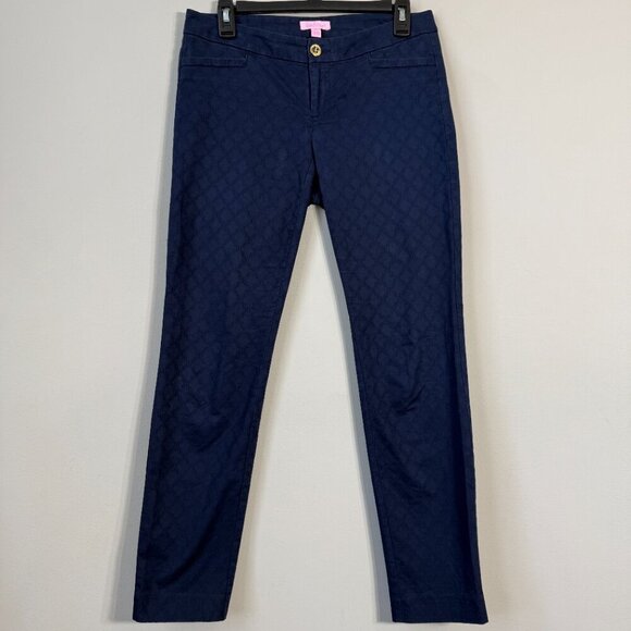 Lilly Pulitzer Kelly Textured Skinny Pants Women's 2 Navy Blue Ankle Preppy Chic - Picture 5 of 12